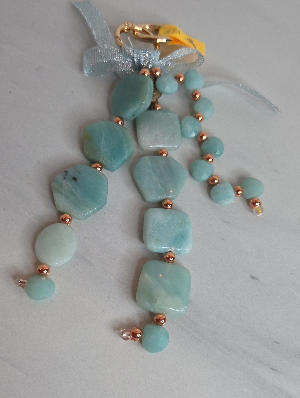338 - Stone Light Aqua Bead Bag Charm